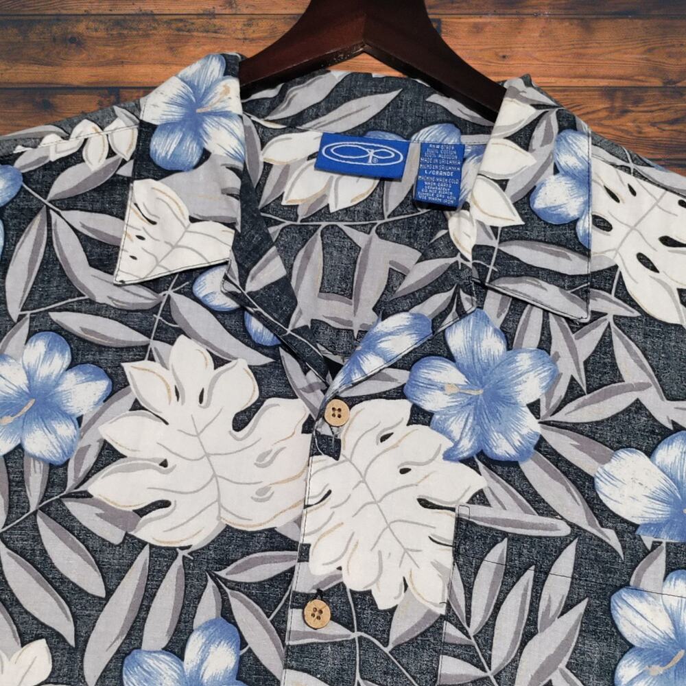 OP Ocean Pacific‎ Men's Hawaiian Button Shirt Size Large Cotton Tropical Floral